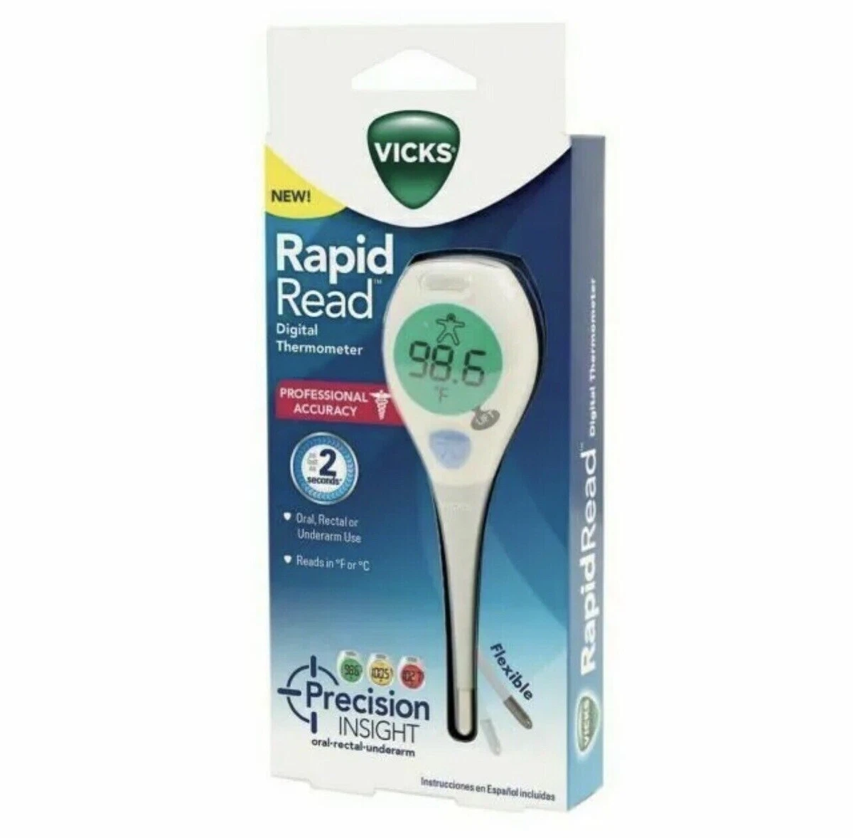 Vicks Rapid Read Digital Thermometer Oral Rectal Underarm Adult