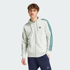 adidas men Essentials French Terry 3-Stripes Full-Zip Hoodie