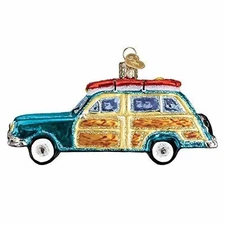 Old World Christmas Glass Blown Ornament, Surf's up Wagon (With OWC Gift Box)