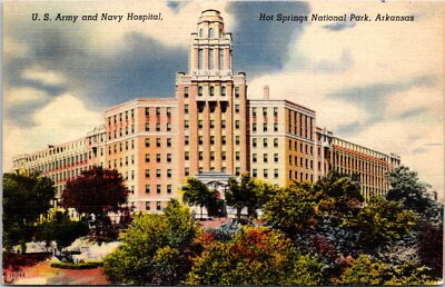 #ad Postcard US Army Navy Hospital Building Hot Springs Arkansas D56 $2.79