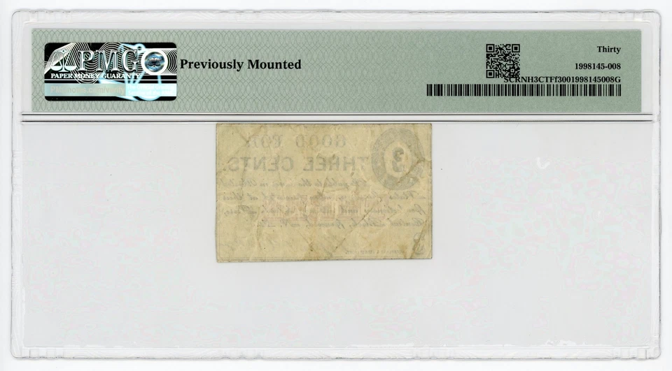 1860's 3c Piper & Haskins - Concord, NEW HAMPSHIRE Note PMG VF 30 - Image 2 of 2