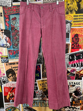 Vintage 70s Mauve Pink Mid Rise Faux Velvet Flared Trouser Pants 33x31