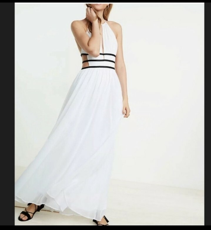 knee length dresses for ladies Black Cutout Ring Strappy Maxi Dress with Gold Chain Detail 10 main image 1