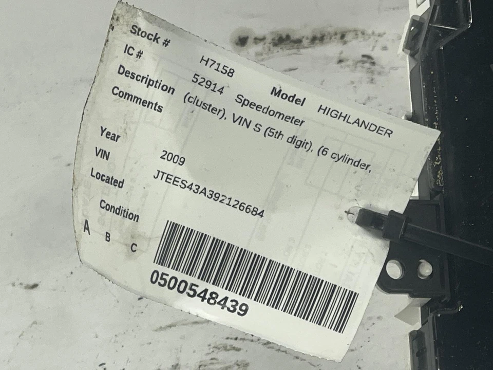 Medidor de velocímetro usado se adapta a: Toyota Highlander Cluster 2009 VIN K quinto dígito 6 cy Foto 3 de 4