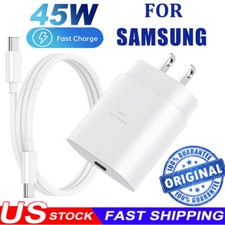 Original 45W Fast Wall Charger Type C Cable For Samsung S25 S24 S23 22 21 Ultra