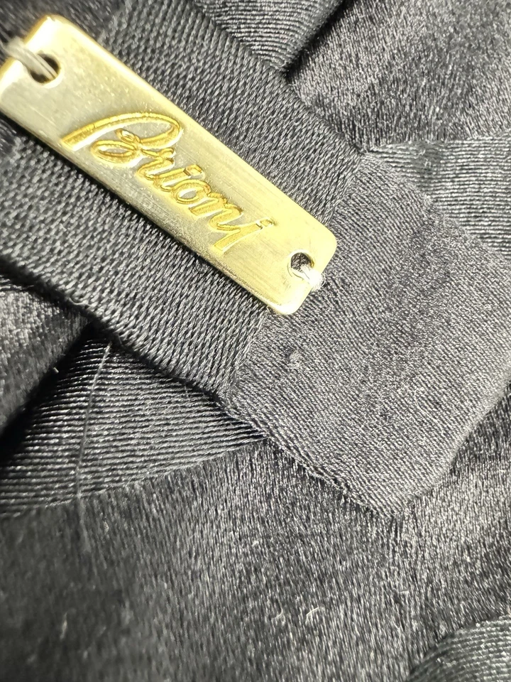 Vintage Brioni 100% Silk Black Tie Hand Made in Italy - Image 2 of 4
