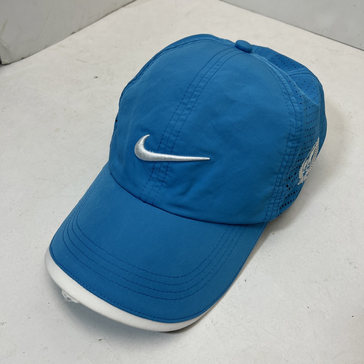 Vintage Nike Golf Dri Fit Laser Cut Hat Adjustable Swoosh Blue