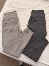 2 Pair Athleta Heather Gray Pocketed Leggings Women  s MediumRibbed Soft Pants