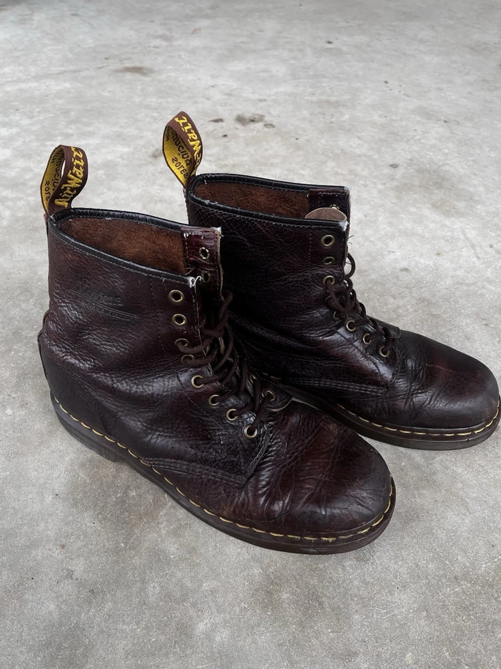 Botas al tobillo Dr. Marten 1460 Pascal de cuero marrón con encaje Foto 3 de 4