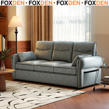 190W x 85D x 80H cm 3 Seater Sofa Faux Leather Couch Quick Assembly Grey