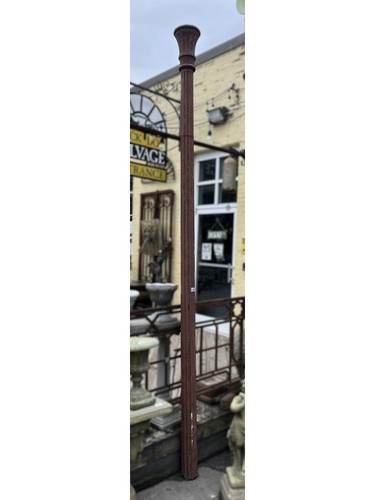 Salvaged 12-Foot Tall Cast Iron Fluted Column, Palm Capital, from U of Alabama