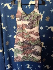 Fashion Nova Olive Camouflage Mini Dress Scoop Neck Sleeveless Strappy S