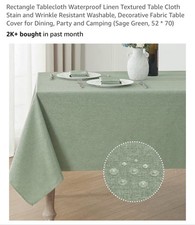 Sage Green Rectangle Tablecloth 50x68 Linen Textured Waterproof Washable