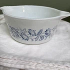 Pyrex Vintage COLONIAL MIST 1.5L Casserole Bowl  474-B White With Blue Flowers