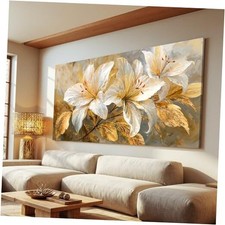 Canvas Wall Art Decor White Flower large wall 48"L x 24"W D-01D Wrapped Canvas