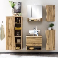 Badezimmer BadmöBel Set Spiegelschrank Unterschrank HäNgeschrank Eiche Baumkante
