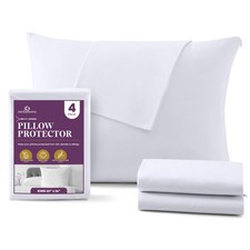 Pillow Protectors 4 Pack King Zippered - 100 Cotton Breathable Pillowcases -...