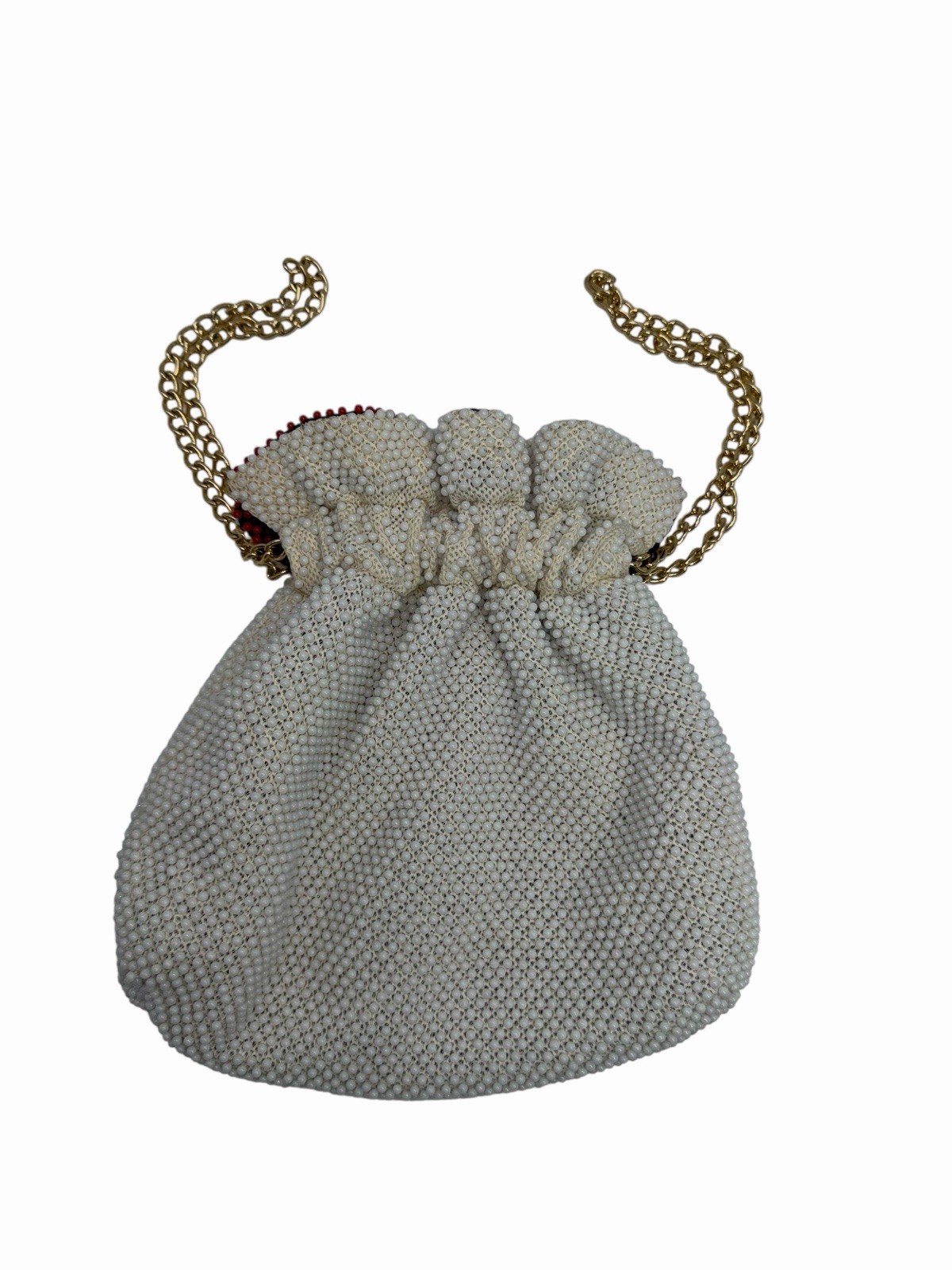 Vtg  Reversible Candy Dot Beaded Drawstring Pouch… - image 11