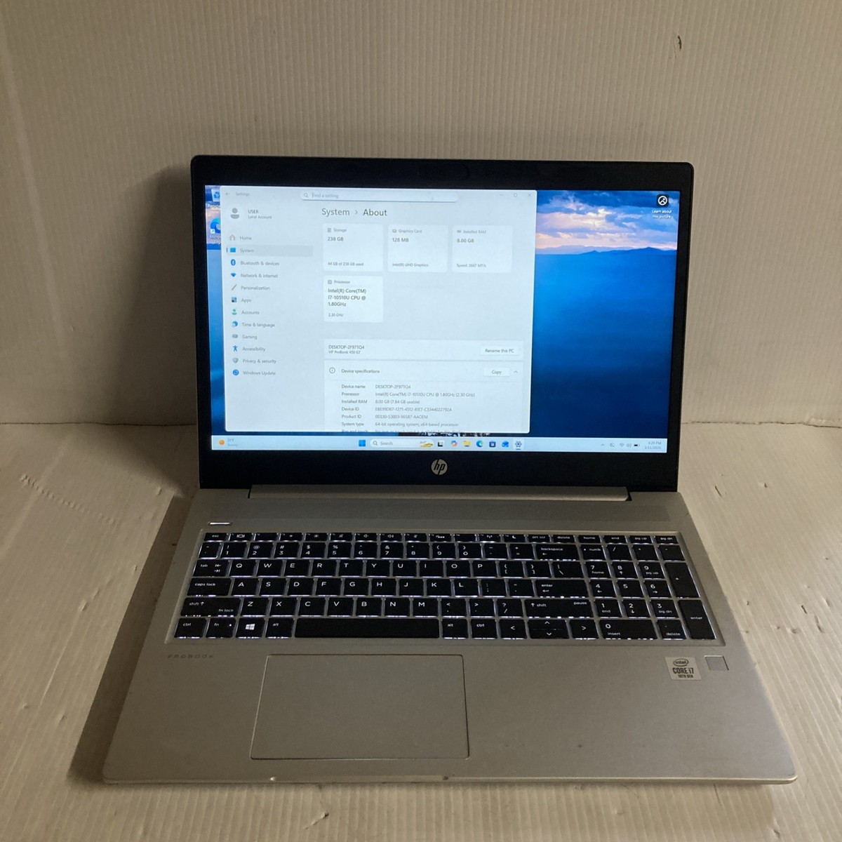 Core HP Intel 8GB SSD 256GB Laptop, EliteBook RAM Inch 0 i7-8565U
