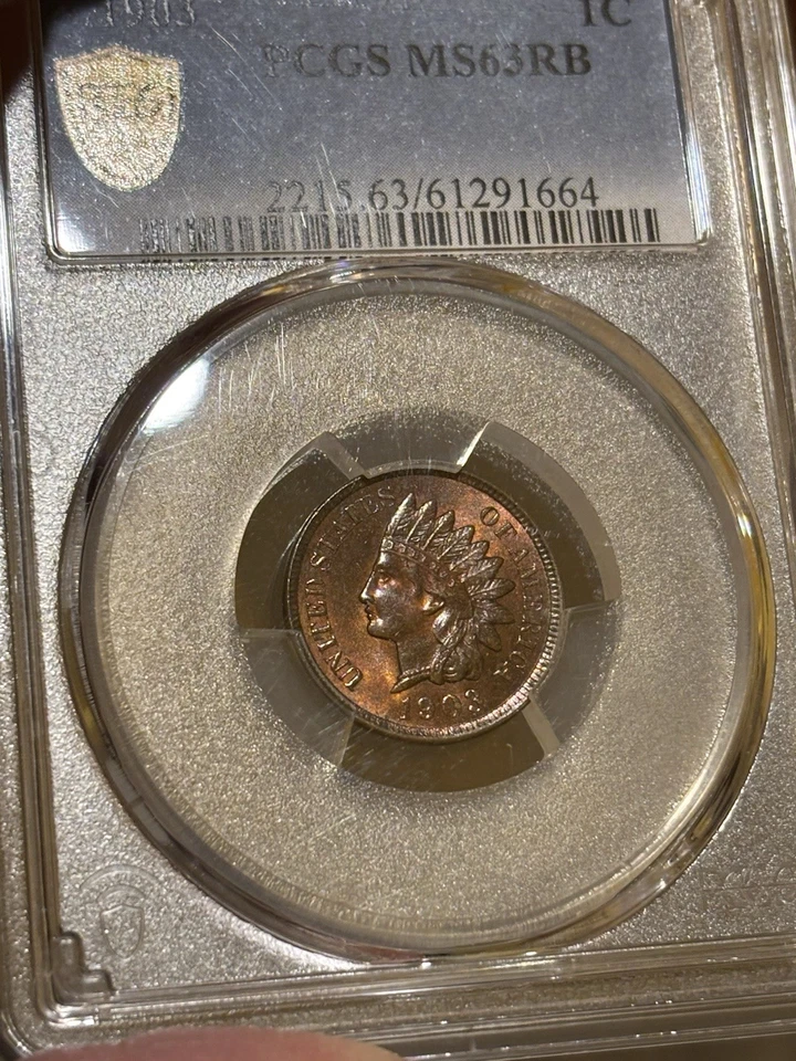 1903 Indian Head Cent PCGS 63Red Brown Gorgeous Tone! - Image 2 of 3