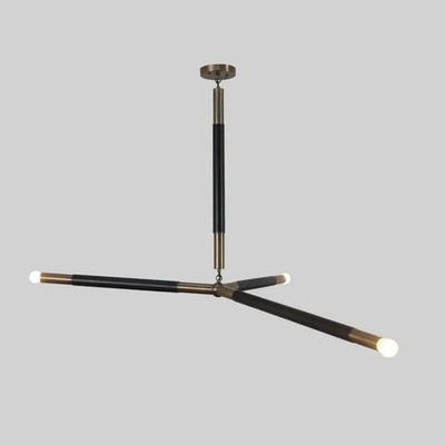 Arrow Shape Brass Slingshot Chandelier 3 Light Modern Leather Ceiling Lamp