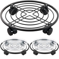 3 Packs 13.5" Metal Plant Caddy with Wheels Large Rolling Plant Stands Indoor...