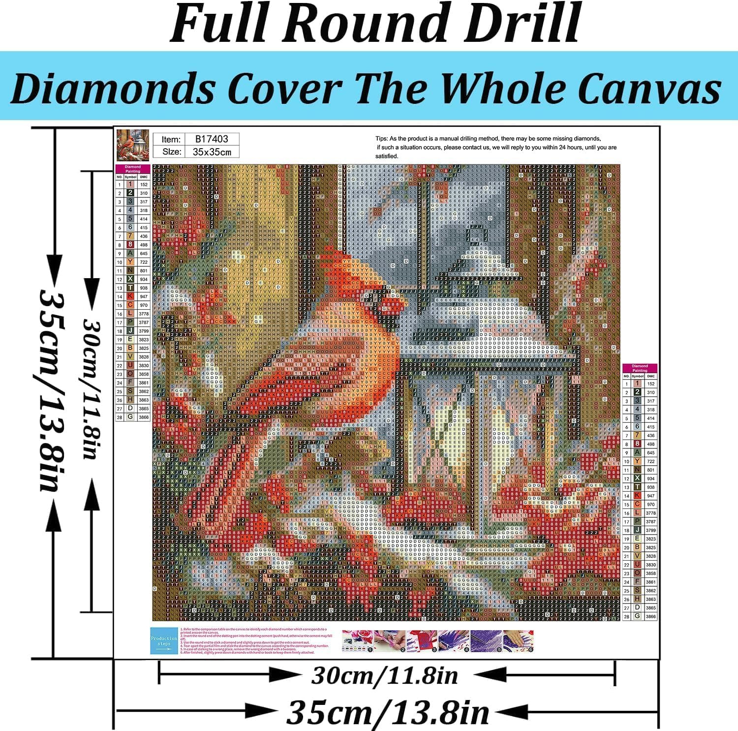 Christmas Diamond Art Kits for Adults - Cardinal Birds Diamond Painting Kits for