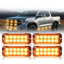 Amber Strobe Lights for Trucks, Sync Feature LED Emergency 4PCS Amber 4PCS