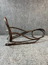 Vintage Leather Horse Bridle With Snaffle Bit Brown Name Plate KSM