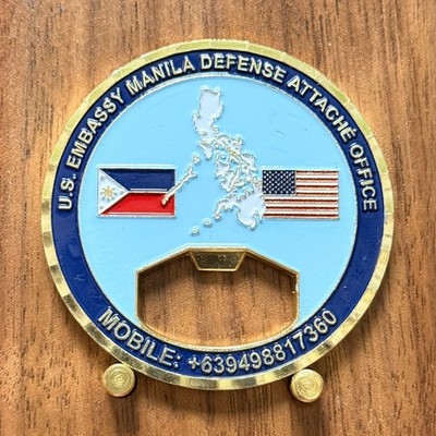 US Manila Embassy US Philippines Flag Bottle Opener Challenge Coin  W#7