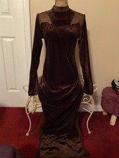 PrettyLittleThing Chocolate Brown Velvet Maxi Long Sleeve Plus Dress US 12