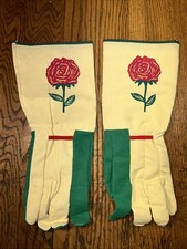 Vintage Garden Gloves Rose Long Cuffs One Size New In Package Yellow Green Work