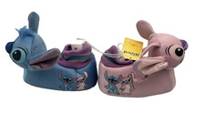 Disney 3D Plush Head Stitch  Angel Plush Bootie Cozy Slippers- Unisex Size 7/8