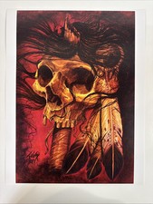 Tony Olivas reproduction art print Skull Feathers 2012 Sacred Heart Tattoo