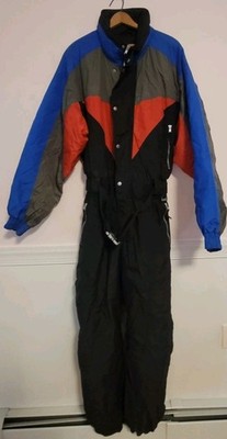 Vtg STAGSPORT 90 s One Piece Snow Suit Men Size LARGE Blue Apres Ski Party Retro