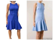CUSHNIE ET OCHS Royal Blue Runway Dress Sleeveless Mini Zipper Flounce Small/4