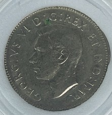 1937 Canada 5 Cents Coin King George VI Beaver On Reverse