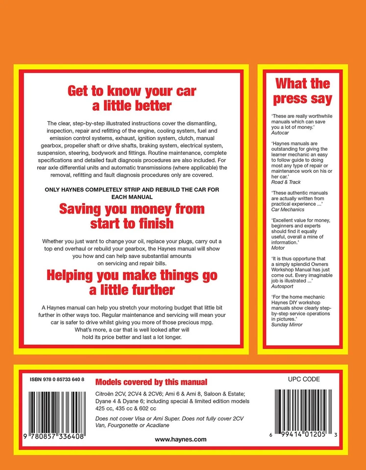 Citroen 2CV, Ami & Dyane (1967-1990) Haynes Repair Manual - Image 2 of 4