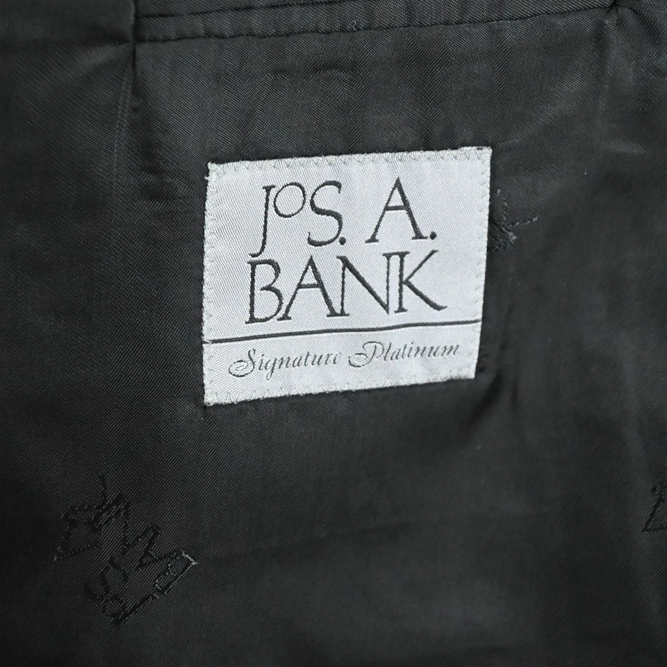 Terno calça jaqueta masculina Jos A Bank 52L 46x30 listrada preta 100% lã feita na Itália - Imagem 4 de 4