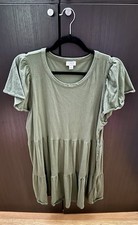 J.Crew T Shirt Dress Tiered Olive Green Size Large
