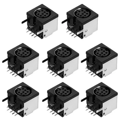 8Pcs Connecteur DIN Femelle 8 Broches pour S-video, Montage PCB, Noir - Photo 1/4