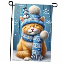 Merry Christmas Garden Flag Christmas Cat Garden Flag Winter Decoration1