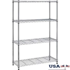Commercial Wire Shelving Unit Easy Assembly Adjustable Storage Rack 4 Shelves US