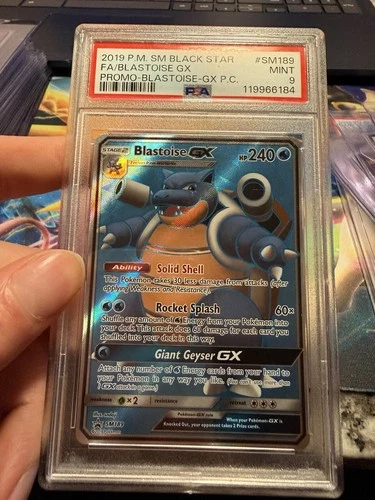 Pokémon Blastoise GX SM Black Star Promo SM189 Holo PSA 9 MINT Graded Slab