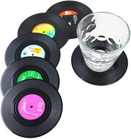 Untersetzer Set Retro Vinyl LP Glasuntersetzer Rutschfest Isoliert 6 StüCk 10 Cm