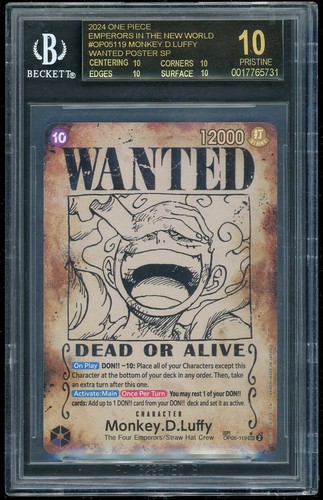 OP Monkey D. Luffy Emperors In the New World Wanted Poster SP BGS 10 BLACK LABEL
