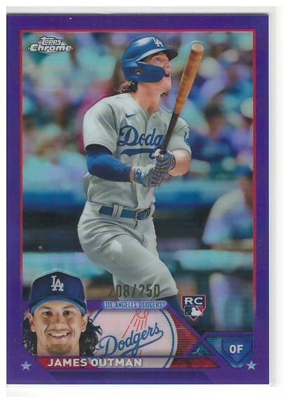 2023 Topps Chrome James Outman Purple Refractor #/250 RC Rookie #81 Card