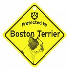 Protected by Boston Terrier Dog Car Window Sign