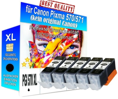 5 kompatible Druckerpatronen Set XL BK für Canon Serie Pixma PGI 570 CLI 571