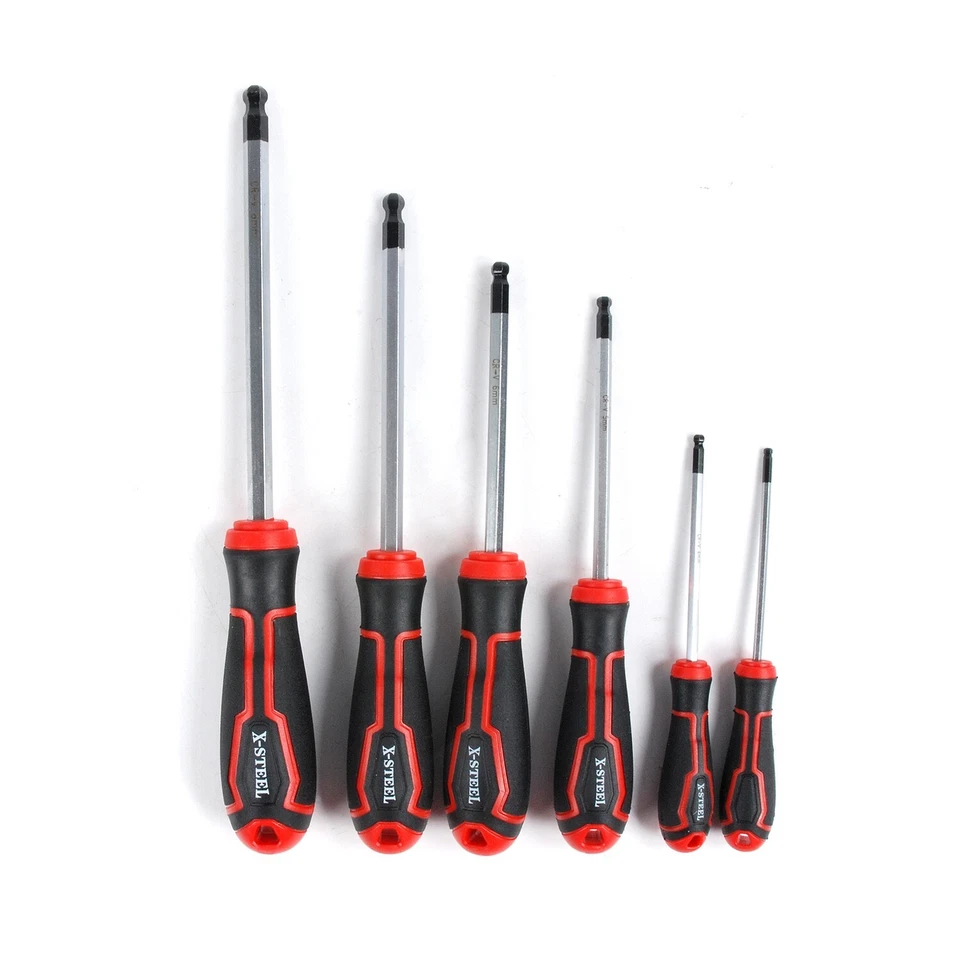 6pc Professional Hex Allen Key Wrench Ball End Screwdriver Set: H3,4,5,6,7,8mm - Image 3 of 4